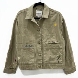 Madewell Maui Chore Embroidered Jacket. Ash Green